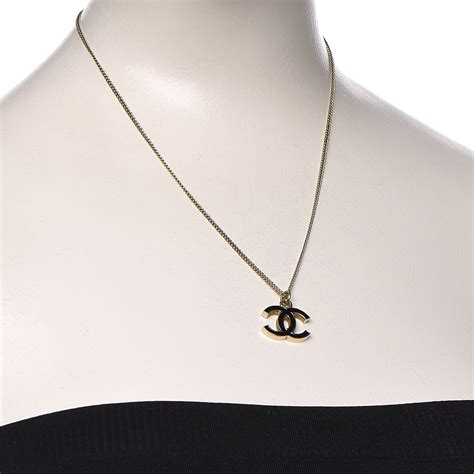 dainty chanel necklace|Chanel enamel cc necklace black.